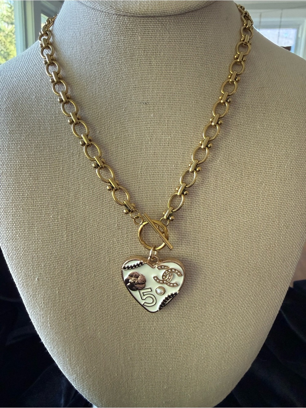 Gold-Tone 18” Chain Necklace with Heart Charm